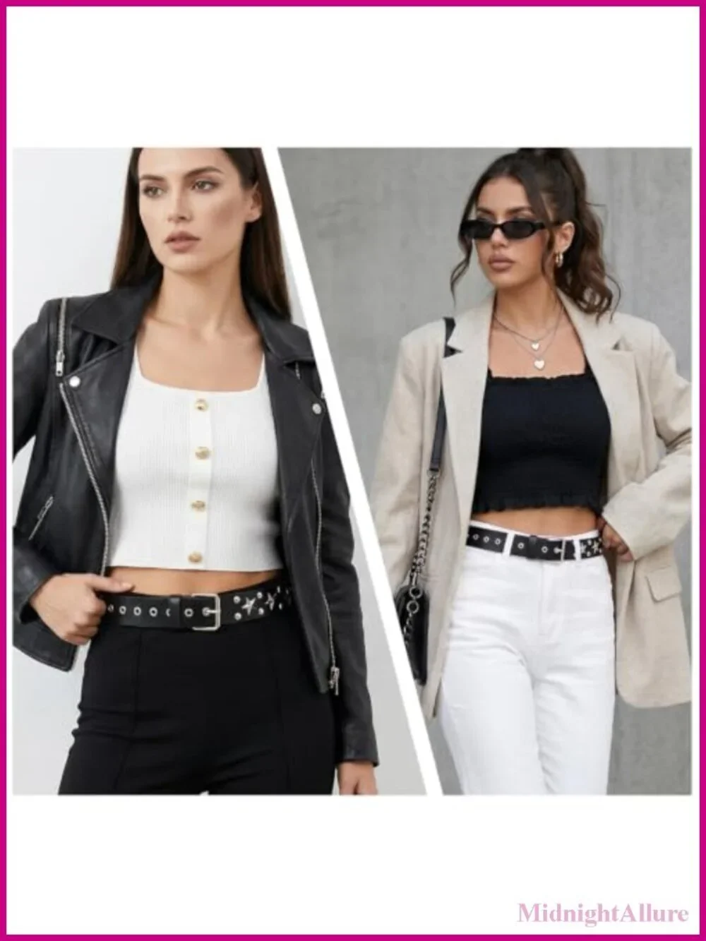 3 Pc Studded Belt Set Y2K Star Waist Punk Goth Metal Buckle Adjustable